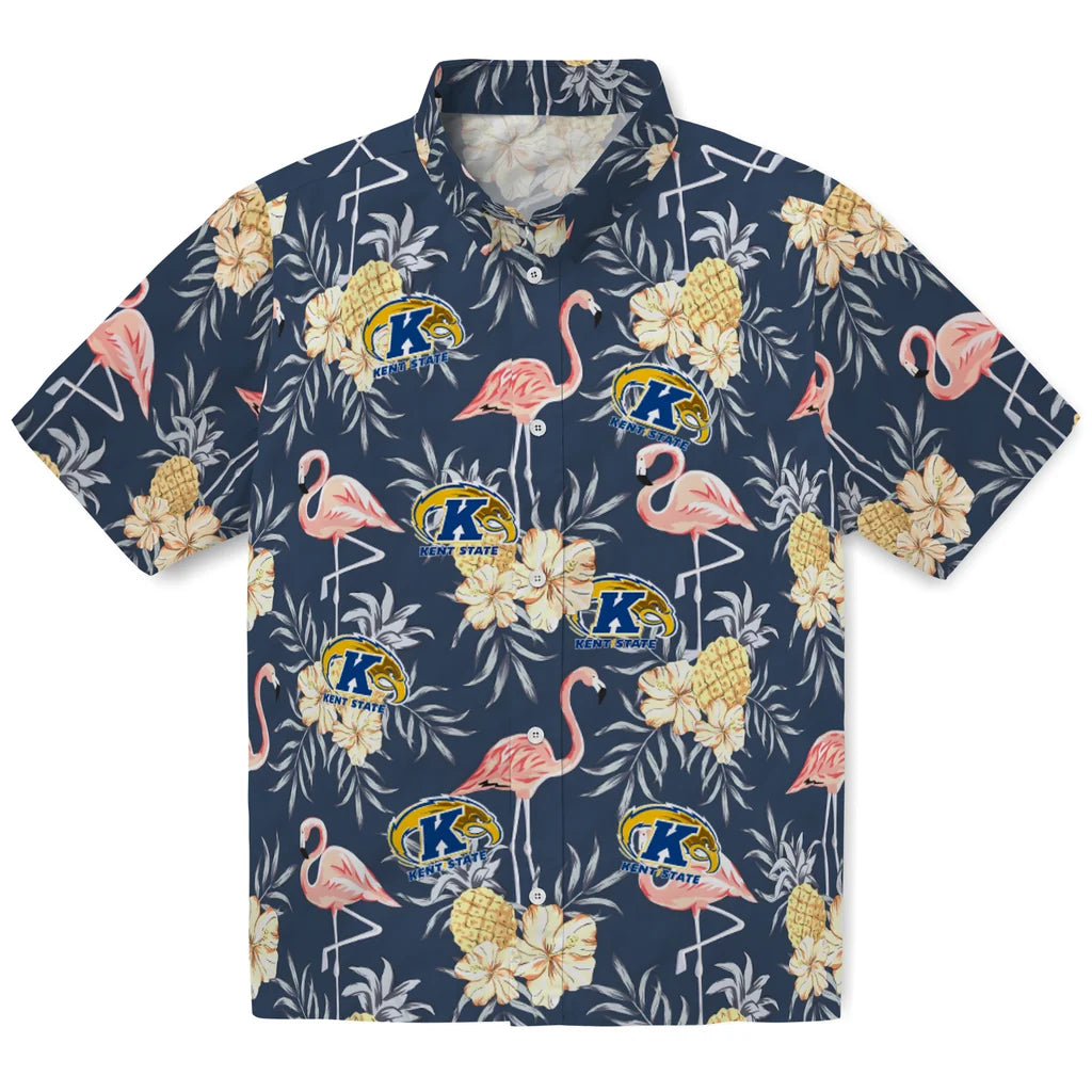 Kent State Golden Flashes Hawaiian Shirt - Flamingo Hibiscus | Hula Hawaiian Shirts