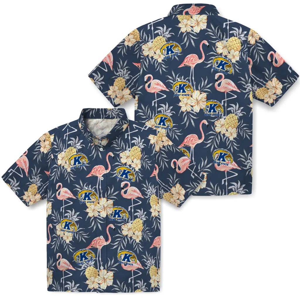 Kent State Golden Flashes Hawaiian Shirt - Flamingo Hibiscus | Hula Hawaiian Shirts