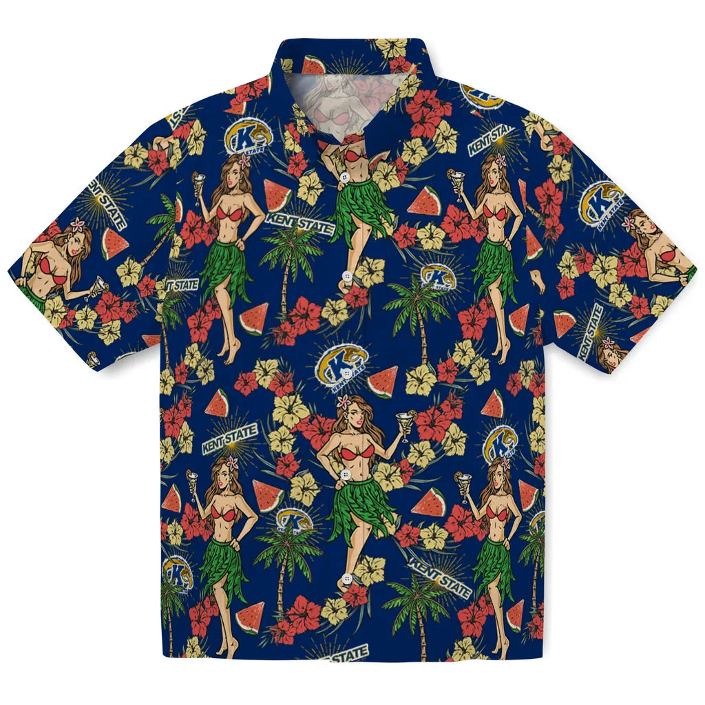 Kent State Golden Flashes Hawaiian Shirt - Hawaiian Girls Design | Hula Hawaiian Shirts