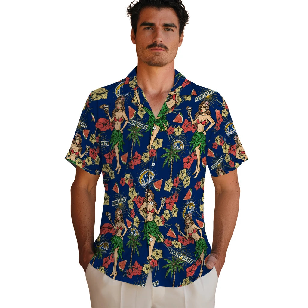 Kent State Golden Flashes Hawaiian Shirt - Hawaiian Girls Design | Hula Hawaiian Shirts