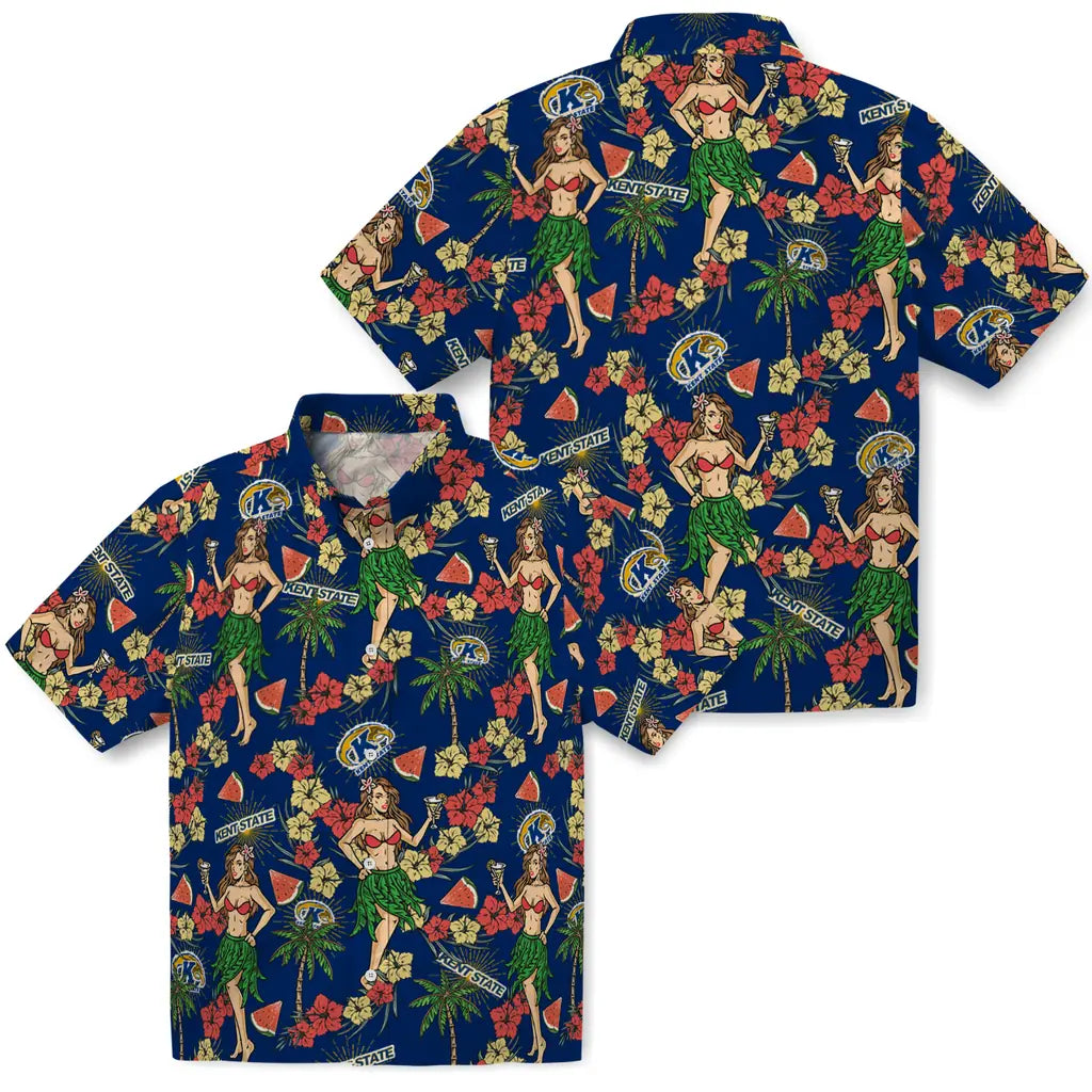 Kent State Golden Flashes Hawaiian Shirt - Hawaiian Girls Design | Hula Hawaiian Shirts