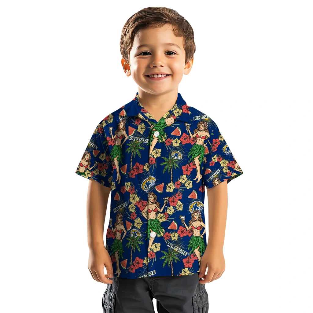 Kent State Golden Flashes Hawaiian Shirt - Hawaiian Girls Design | Hula Hawaiian Shirts