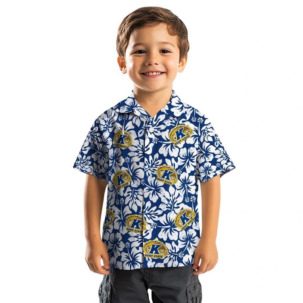 Kent State Golden Flashes Hawaiian Shirt - Hibiscus Motif | Hula Hawaiian Shirts