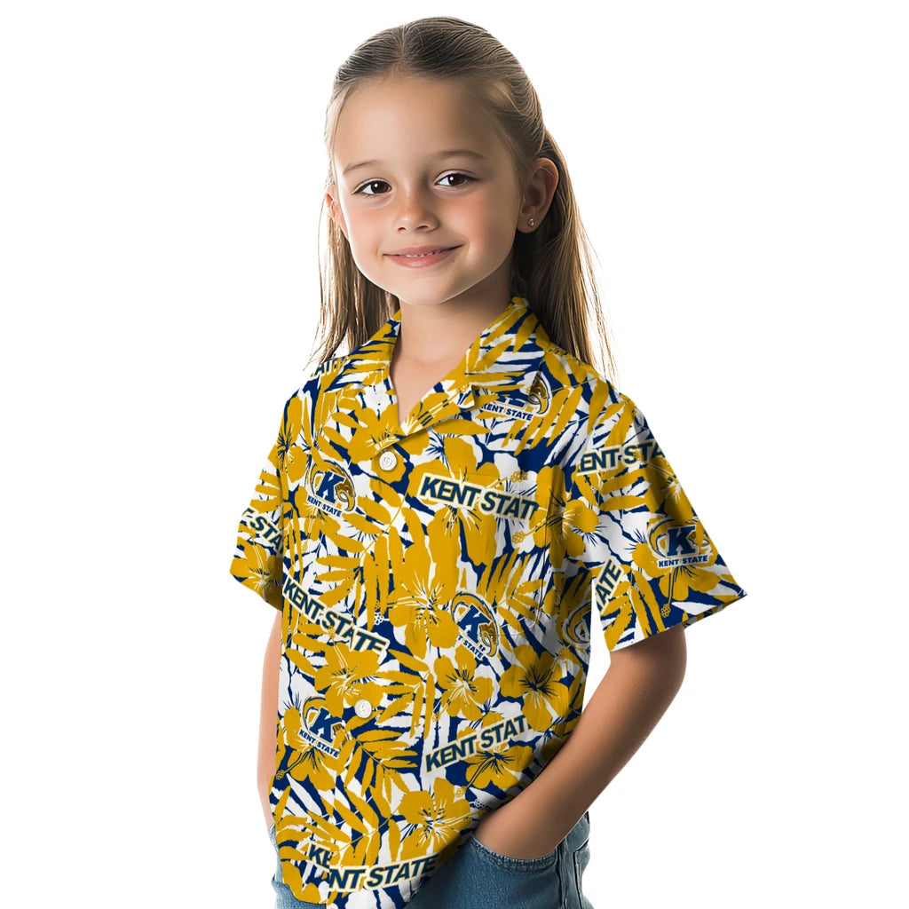 Kent State Golden Flashes Hawaiian Shirt - Hibiscus Overlay | Hula Hawaiian Shirts