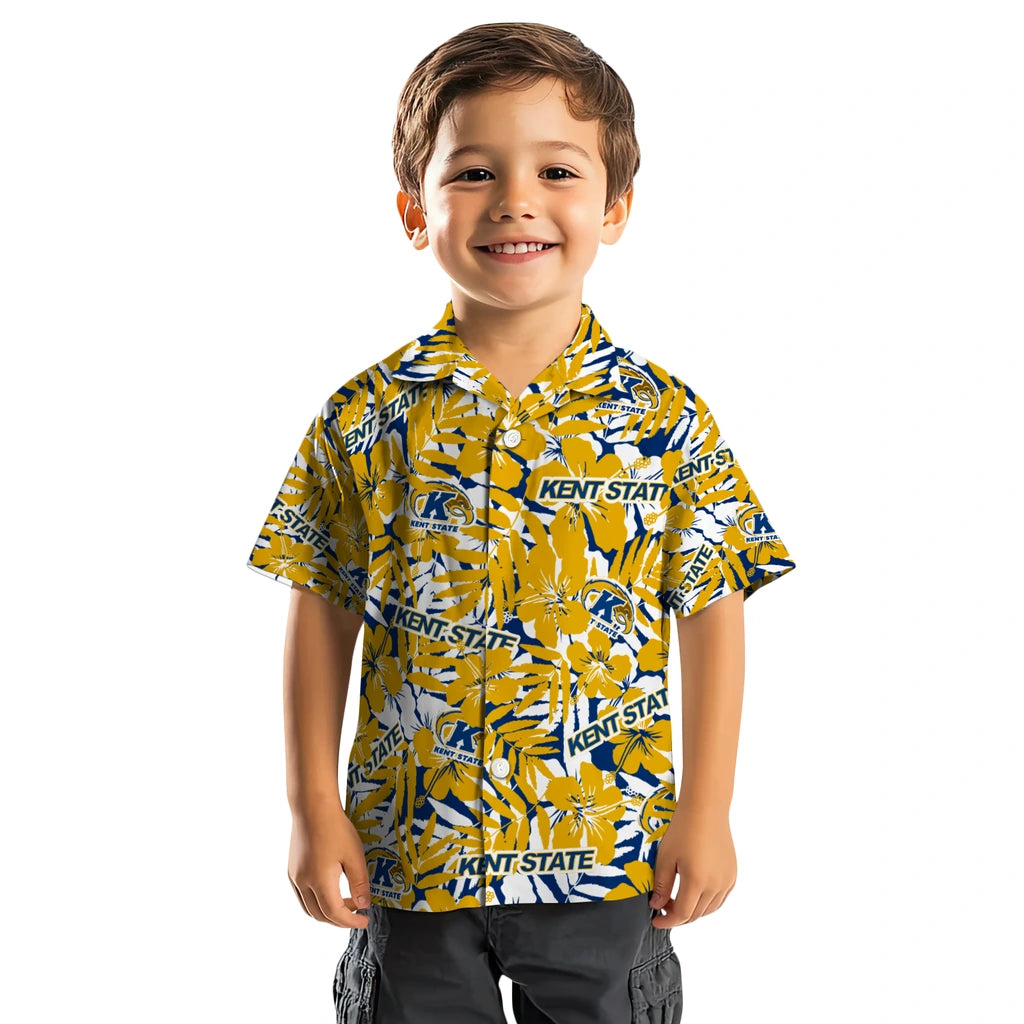 Kent State Golden Flashes Hawaiian Shirt - Hibiscus Overlay | Hula Hawaiian Shirts