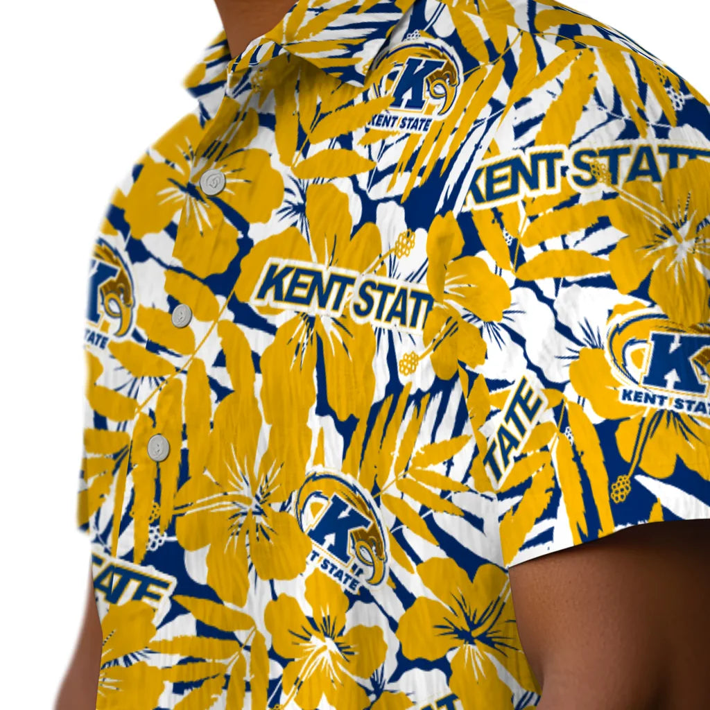 Kent State Golden Flashes Hawaiian Shirt - Hibiscus Overlay | Hula Hawaiian Shirts