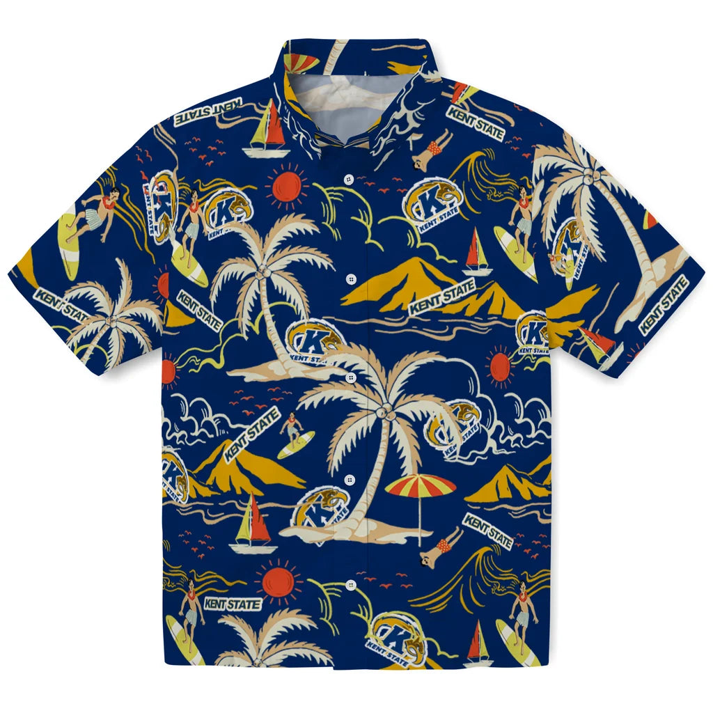 Kent State Golden Flashes Hawaiian Shirt - Palm Tree Island | Hula Hawaiian Shirts