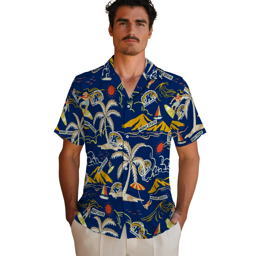 Kent State Golden Flashes Hawaiian Shirt - Palm Tree Island | Hula Hawaiian Shirts