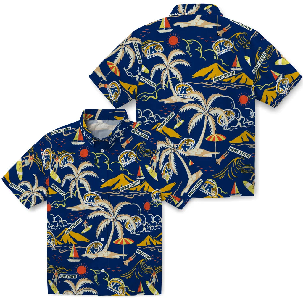 Kent State Golden Flashes Hawaiian Shirt - Palm Tree Island | Hula Hawaiian Shirts
