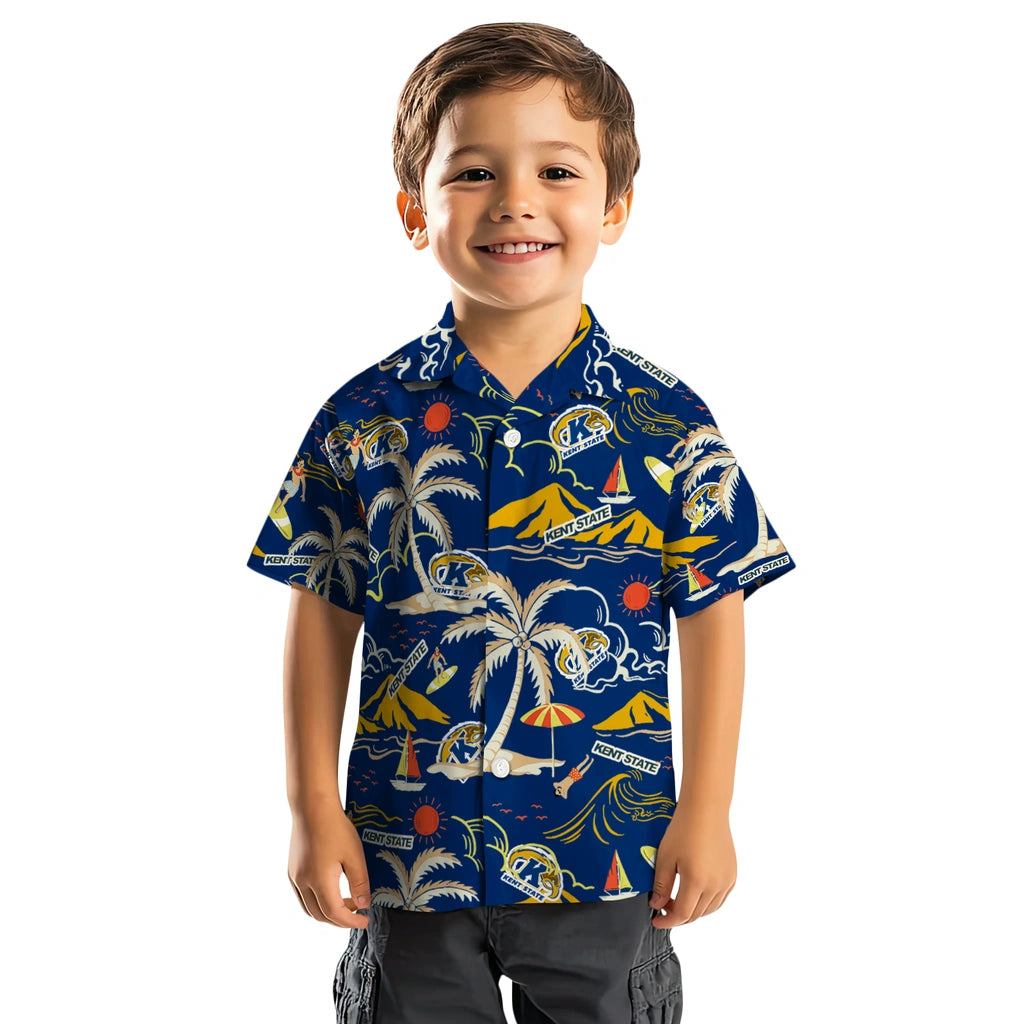Kent State Golden Flashes Hawaiian Shirt - Palm Tree Island | Hula Hawaiian Shirts