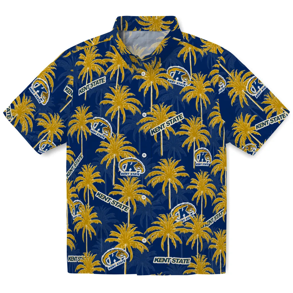 Kent State Golden Flashes Hawaiian Shirt - Palm Tree Motif | Hula Hawaiian Shirts