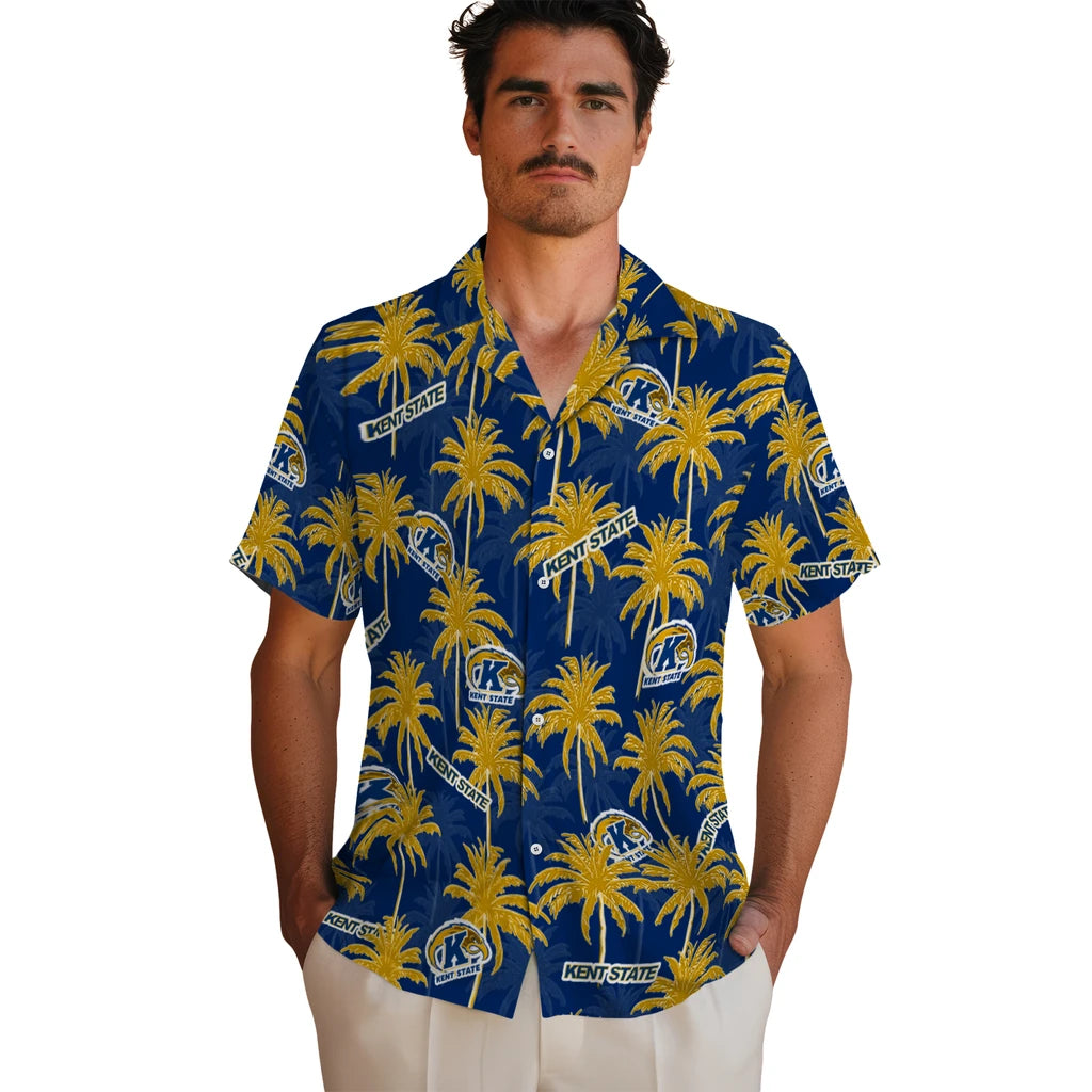 Kent State Golden Flashes Hawaiian Shirt - Palm Tree Motif | Hula Hawaiian Shirts