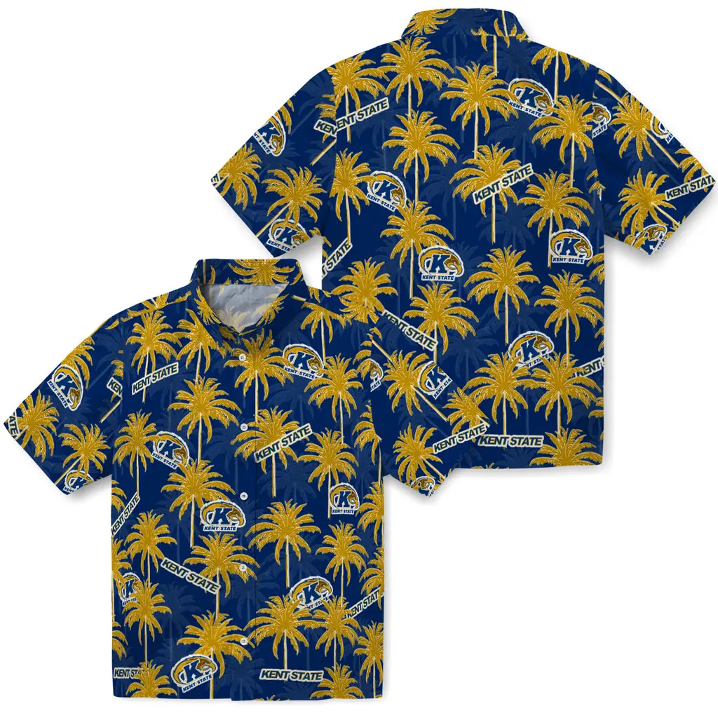 Kent State Golden Flashes Hawaiian Shirt - Palm Tree Motif | Hula Hawaiian Shirts