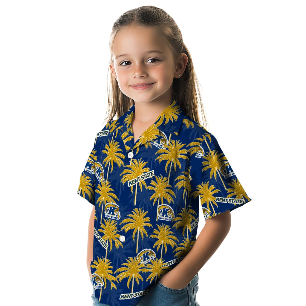 Kent State Golden Flashes Hawaiian Shirt - Palm Tree Motif | Hula Hawaiian Shirts