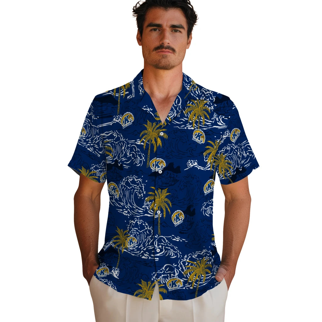 Kent State Golden Flashes Hawaiian Shirt - Wave Palm | Hula Hawaiian Shirts