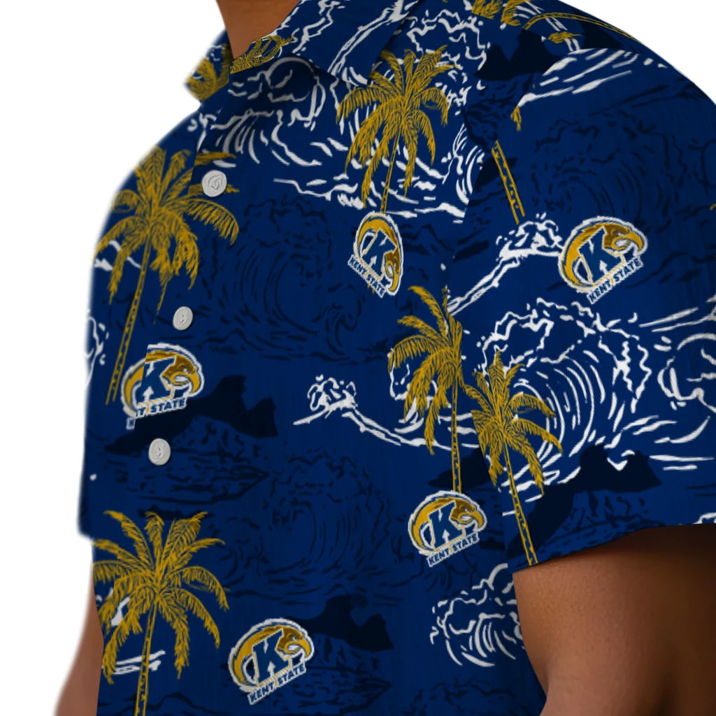 Kent State Golden Flashes Hawaiian Shirt - Wave Palm | Hula Hawaiian Shirts