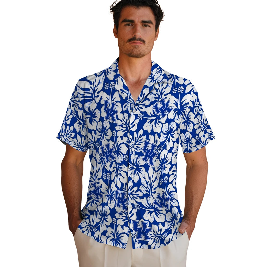 Kentucky Wildcats Hawaiian Shirt - Hibiscus Motif | Hula Hawaiian Shirts