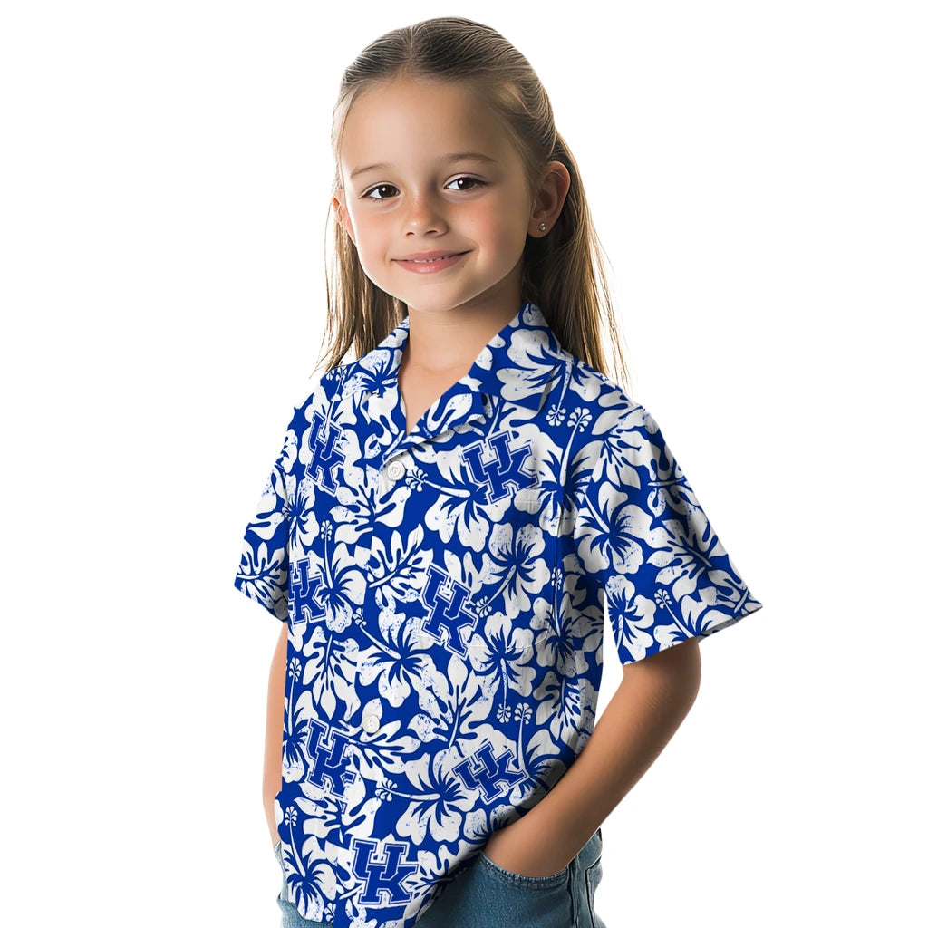 Kentucky Wildcats Hawaiian Shirt - Hibiscus Motif | Hula Hawaiian Shirts