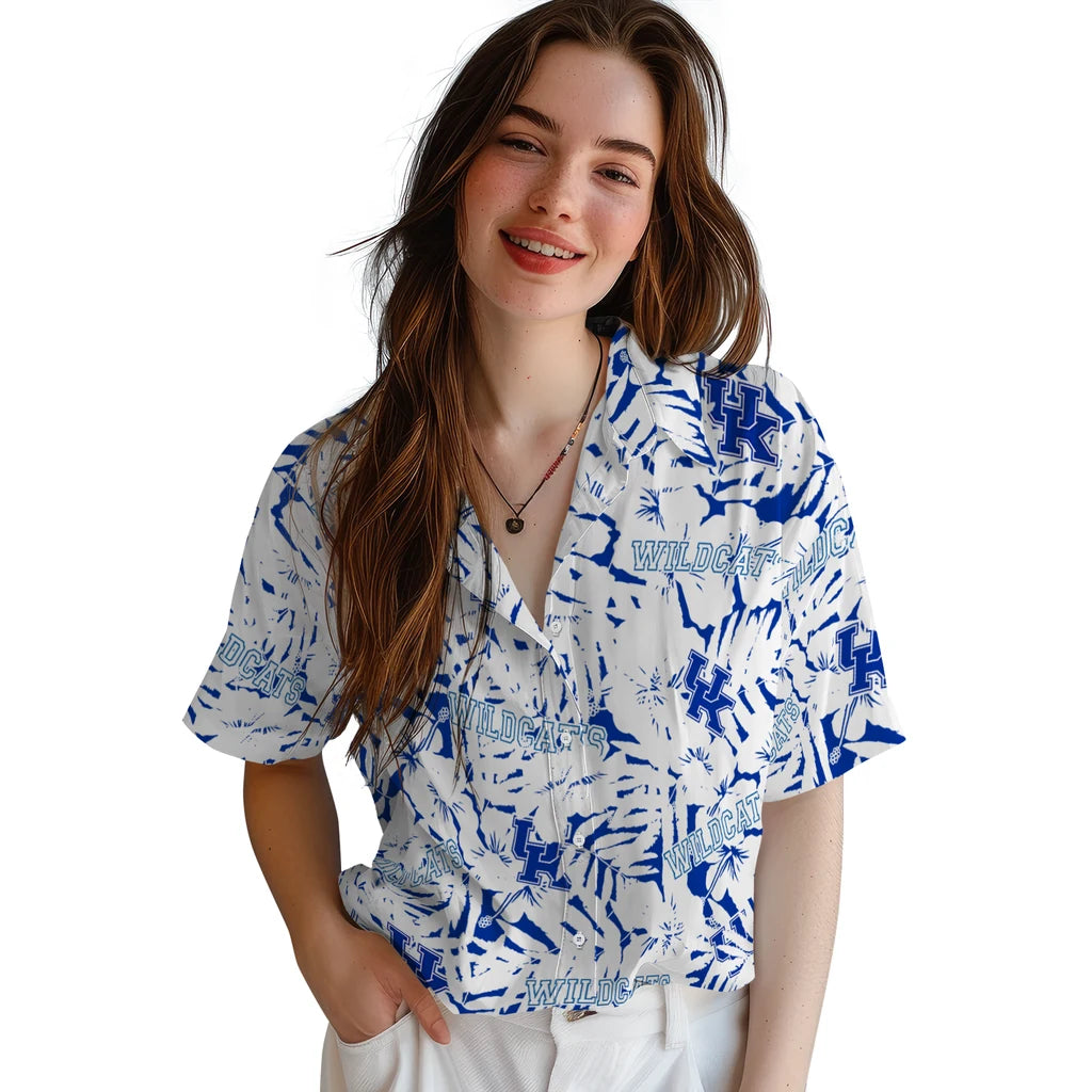 Kentucky Wildcats Hawaiian Shirt - Hibiscus Overlay | Hula Hawaiian Shirts