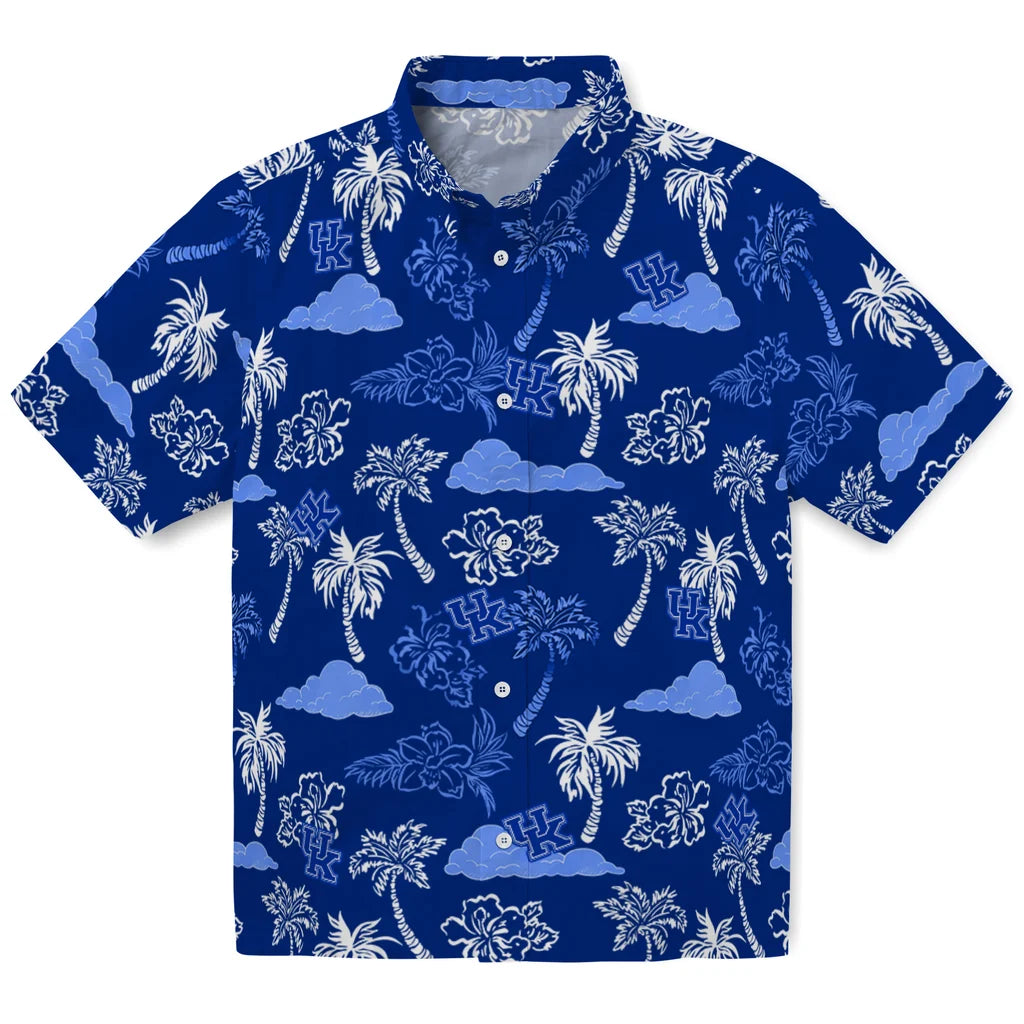 Kentucky Wildcats Hawaiian Shirt - Palm And Clouds | Hula Hawaiian Shirts