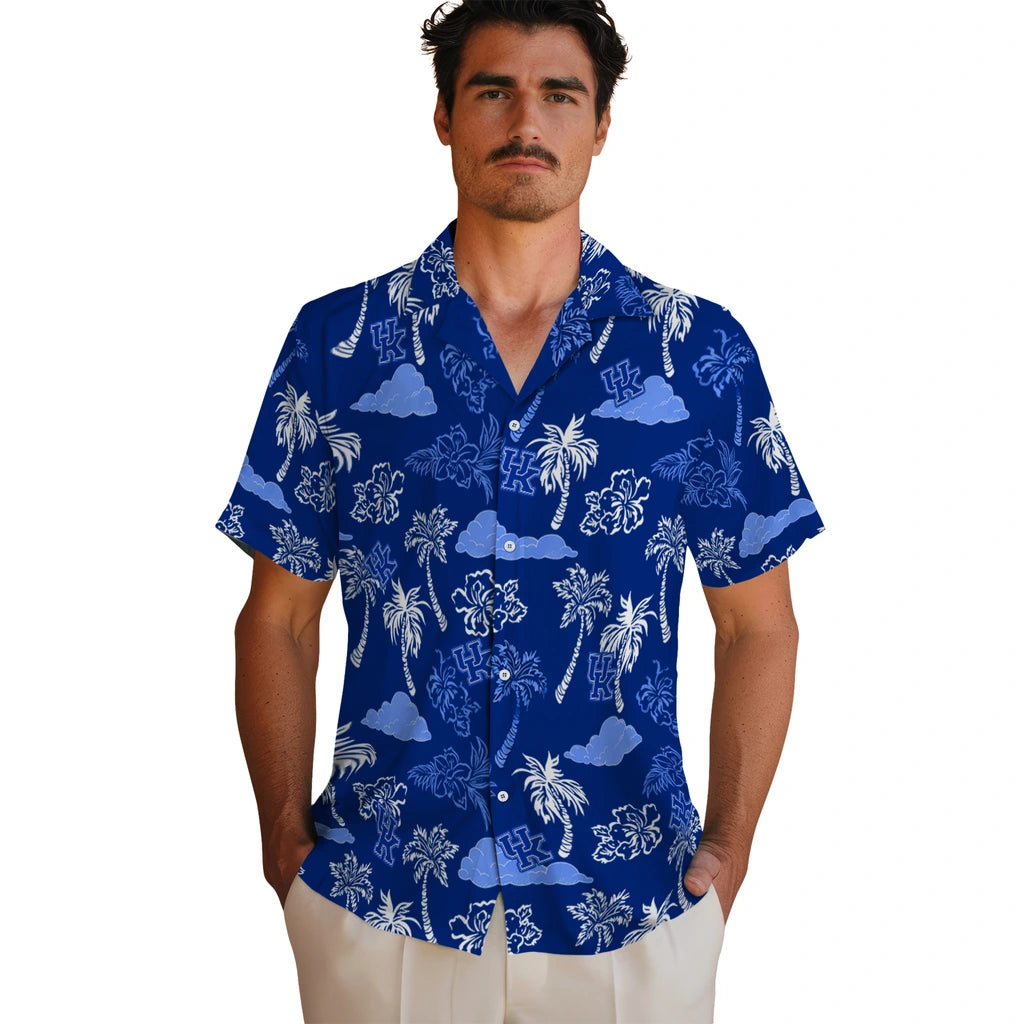Kentucky Wildcats Hawaiian Shirt - Palm And Clouds | Hula Hawaiian Shirts
