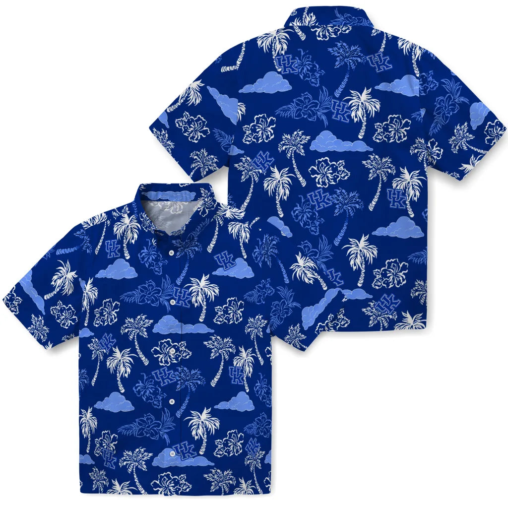 Kentucky Wildcats Hawaiian Shirt - Palm And Clouds | Hula Hawaiian Shirts
