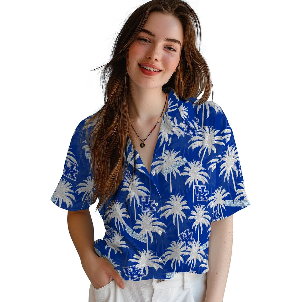 Kentucky Wildcats Hawaiian Shirt - Palm Tree Motif | Hula Hawaiian Shirts