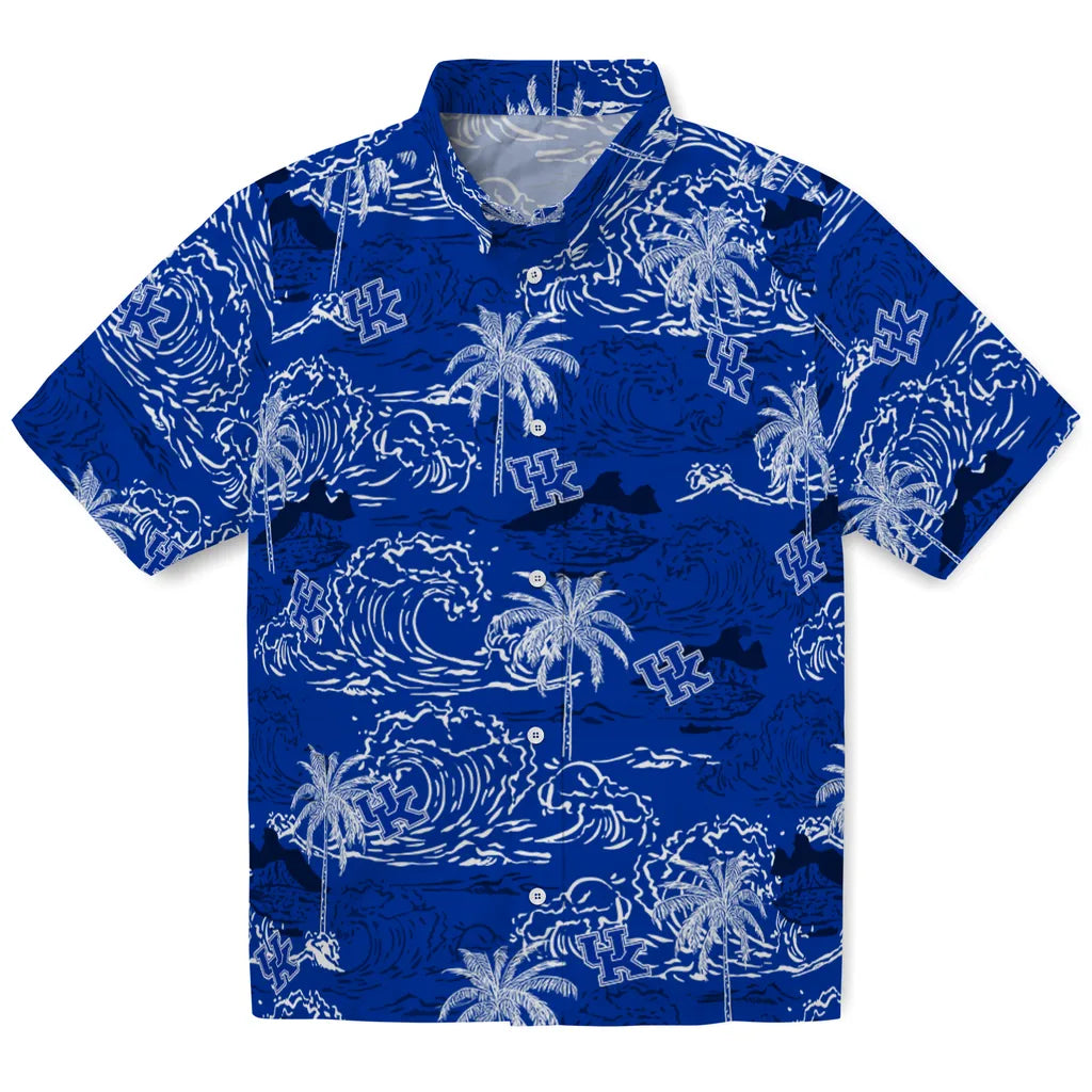 Kentucky Wildcats Hawaiian Shirt - Wave Palm | Hula Hawaiian Shirts