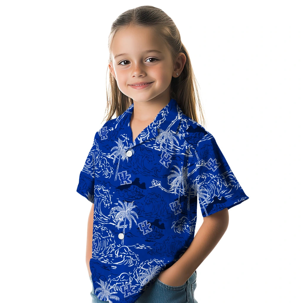 Kentucky Wildcats Hawaiian Shirt - Wave Palm | Hula Hawaiian Shirts