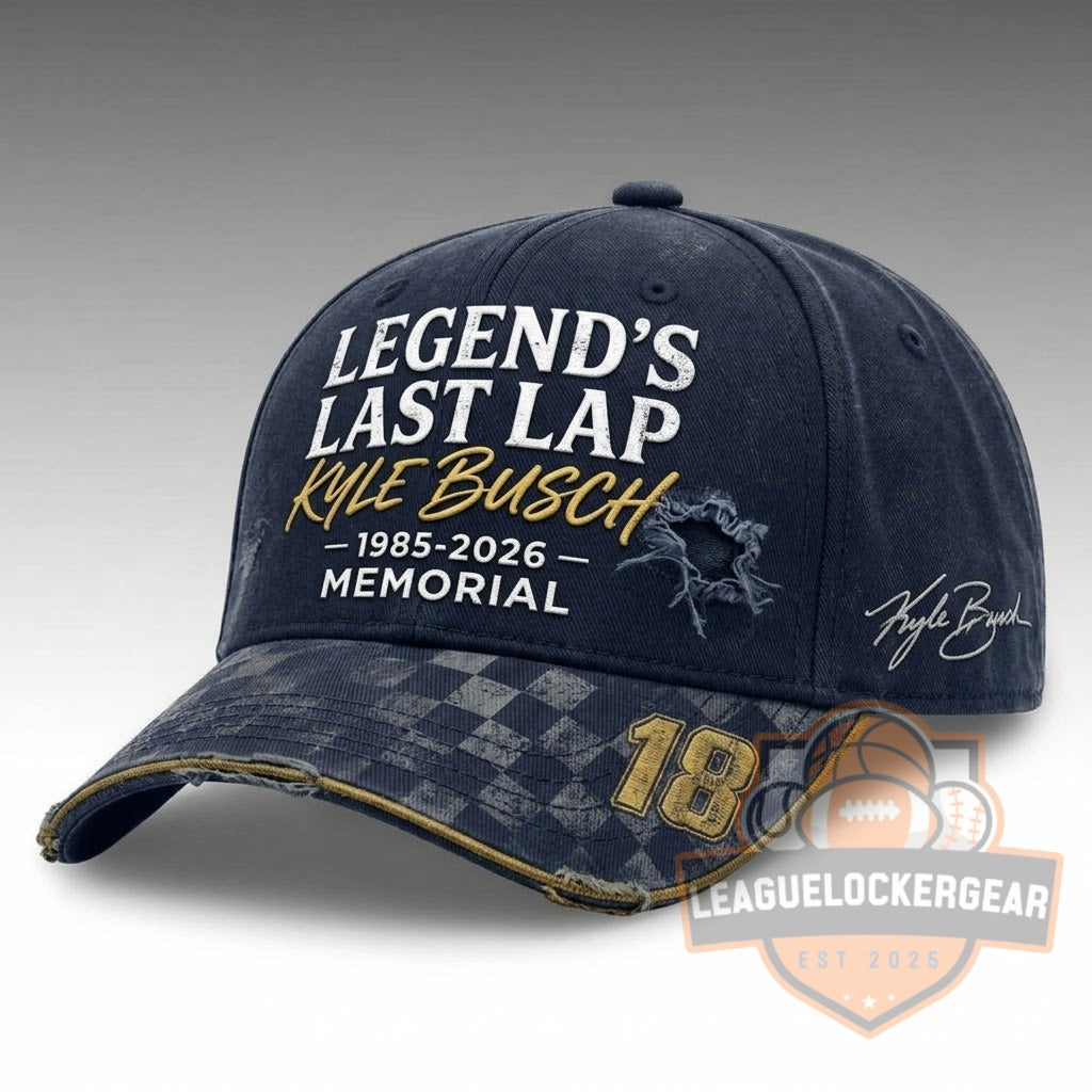 Kyle Busch Legend's Last Lap 1985-2026 Memorial Baseball Cap - LeagueLockerGear