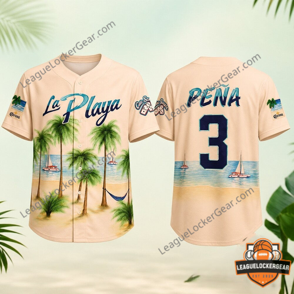 MLB Beach Connect Series Jeremy Pena La Playa Baseball Jersey - LeagueLockerGear