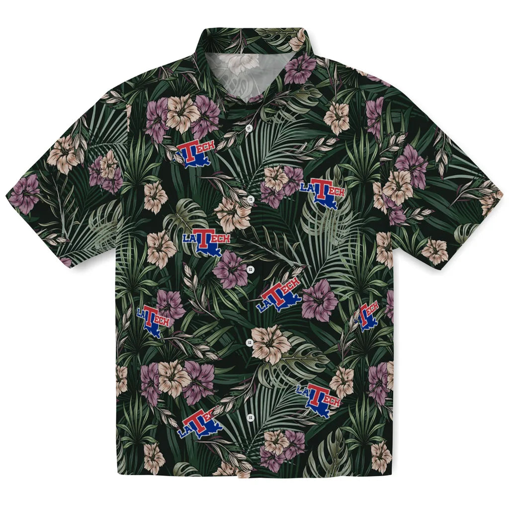 LA Tech Hawaiian Shirt - Hibiscus Leaves Pattern | Hula Hawaiian Shirts
