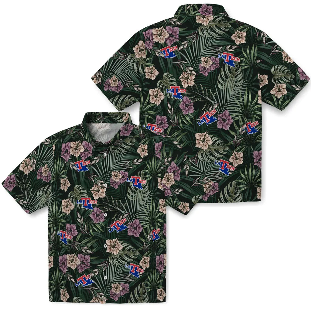 LA Tech Hawaiian Shirt - Hibiscus Leaves Pattern | Hula Hawaiian Shirts
