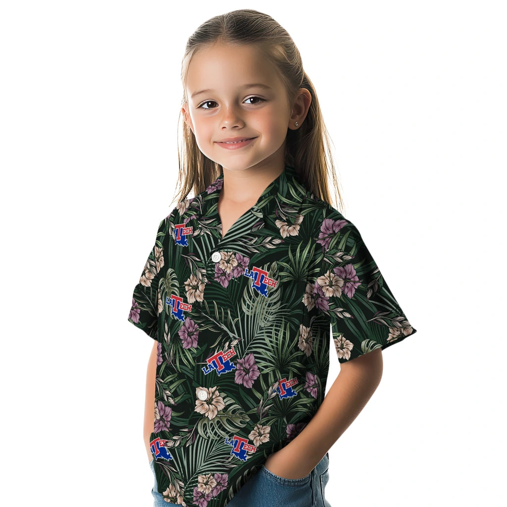 LA Tech Hawaiian Shirt - Hibiscus Leaves Pattern | Hula Hawaiian Shirts