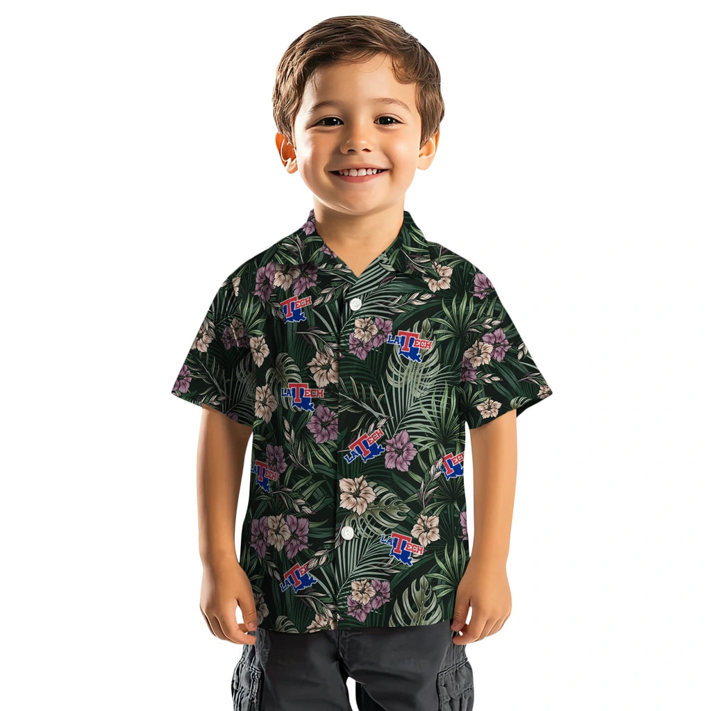 LA Tech Hawaiian Shirt - Hibiscus Leaves Pattern | Hula Hawaiian Shirts