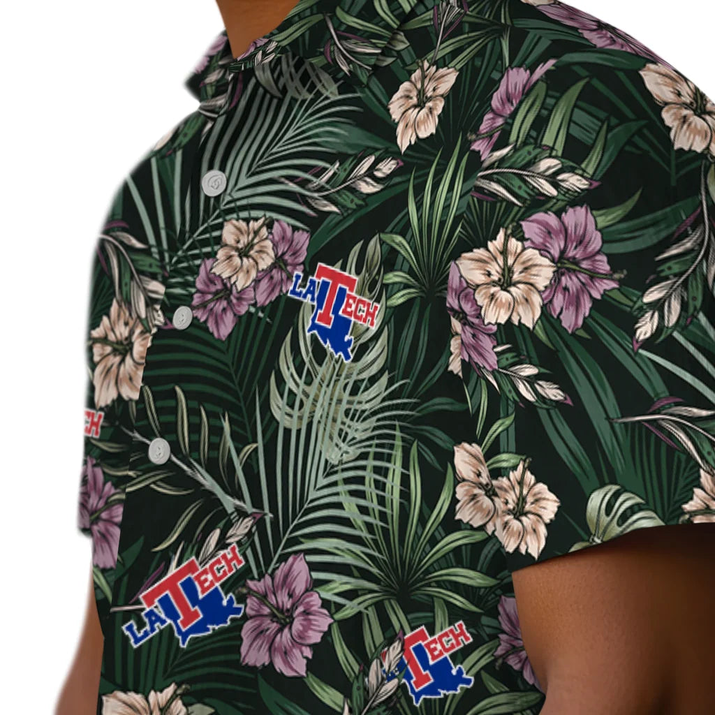 LA Tech Hawaiian Shirt - Hibiscus Leaves Pattern | Hula Hawaiian Shirts