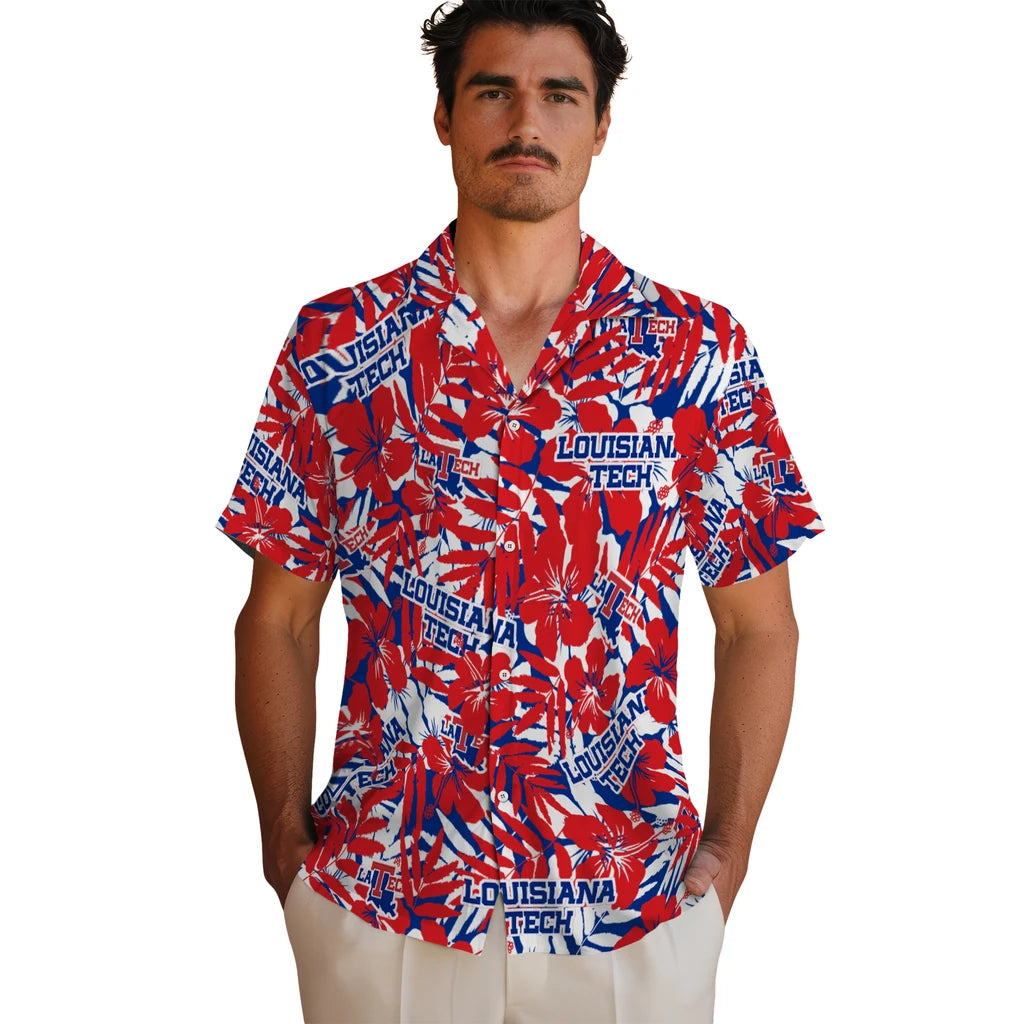 LA Tech Hawaiian Shirt - Hibiscus Overlay | Hula Hawaiian Shirts