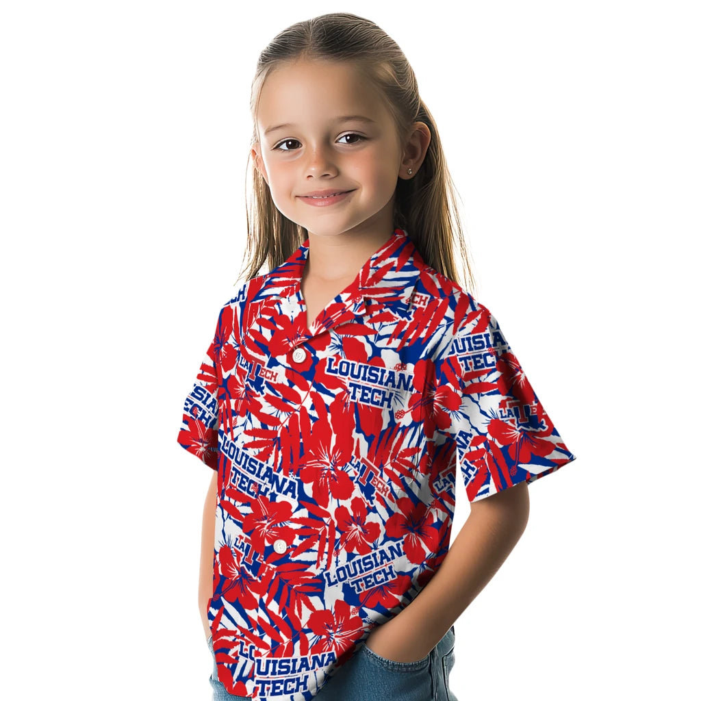 LA Tech Hawaiian Shirt - Hibiscus Overlay | Hula Hawaiian Shirts