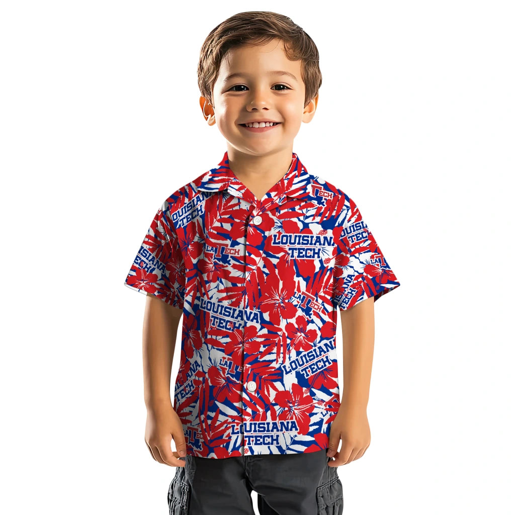 LA Tech Hawaiian Shirt - Hibiscus Overlay | Hula Hawaiian Shirts