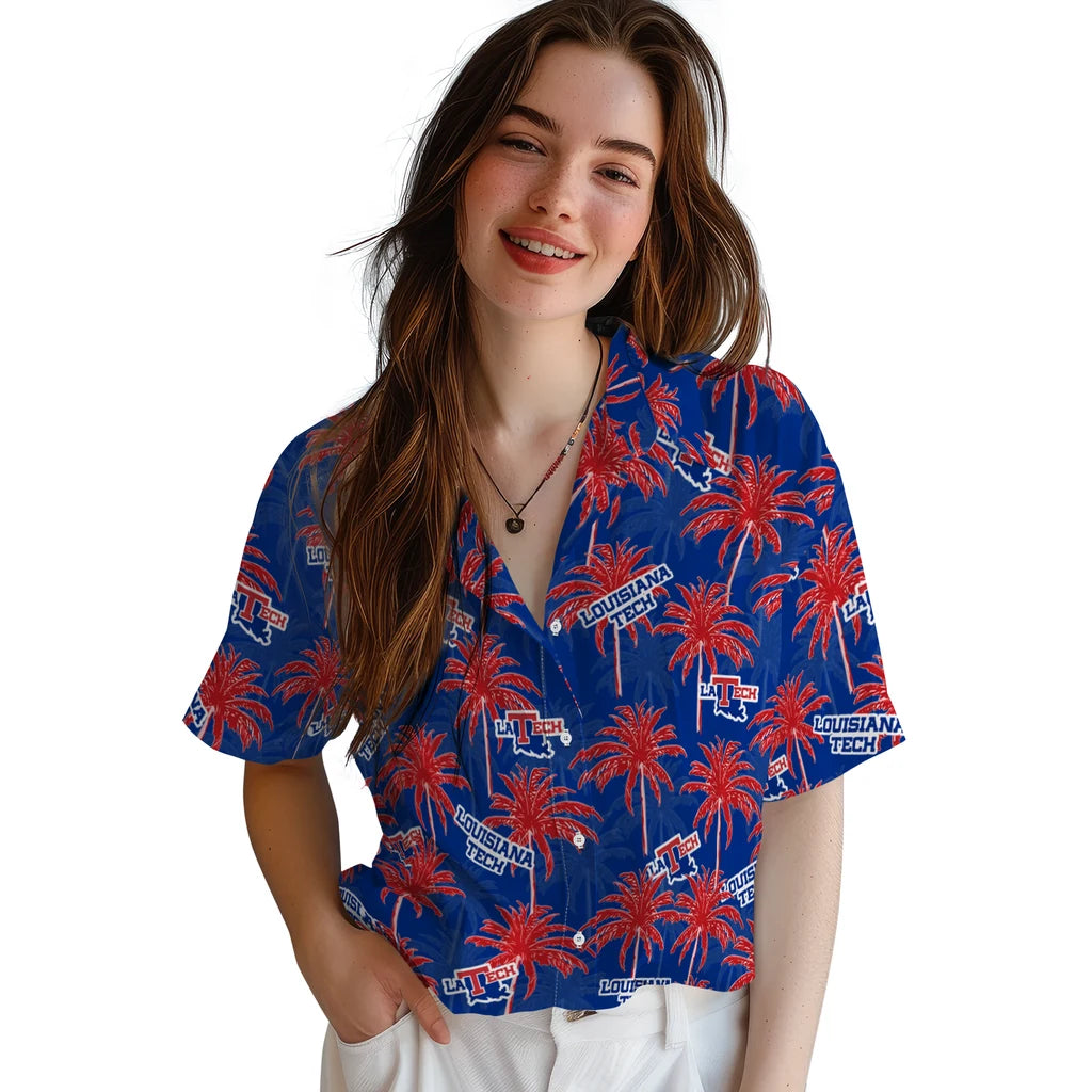 LA Tech Hawaiian Shirt - Palm Tree Motif | Hula Hawaiian Shirts