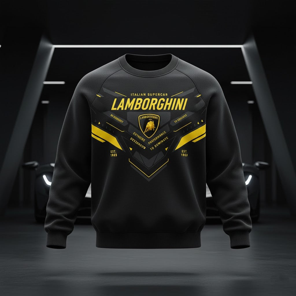 Lamborghini "Automobili Super Veloce" Heritage 3D Blueprint Crewneck Sweatshirt - LeagueLockerGear