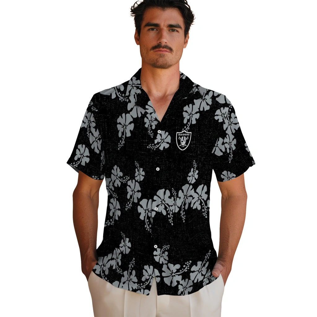 Las Vegas Raiders Hawaiian Shirt - 50th State Flower | Hula Hawaiian Shirts