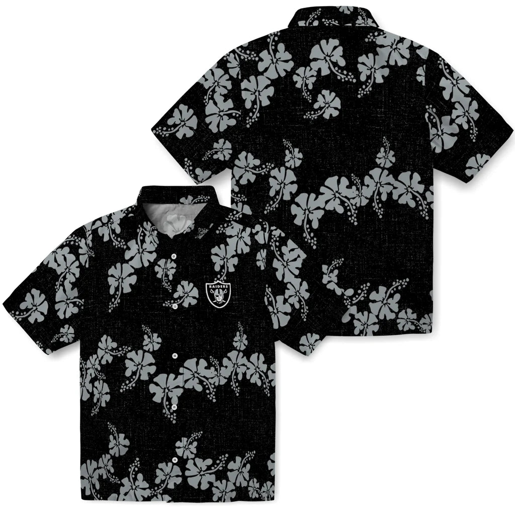 Las Vegas Raiders Hawaiian Shirt - 50th State Flower | Hula Hawaiian Shirts