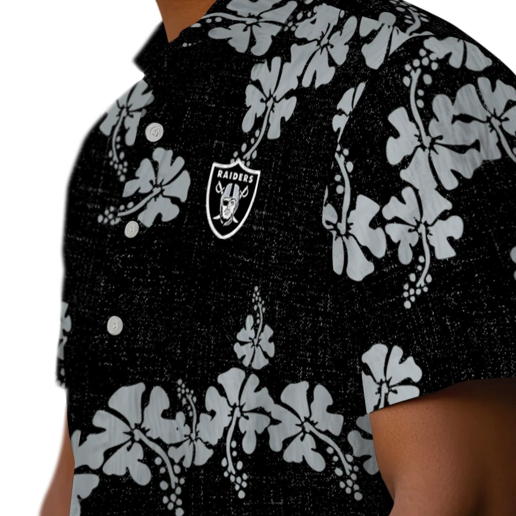 Las Vegas Raiders Hawaiian Shirt - 50th State Flower | Hula Hawaiian Shirts
