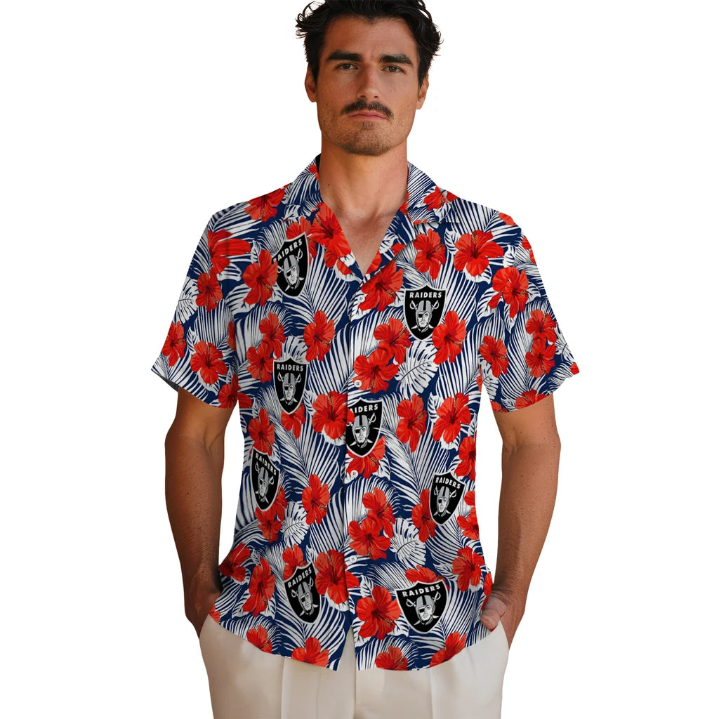 Las Vegas Raiders Hawaiian Shirt - Hibiscus Fiesta | Hula Hawaiian Shirts