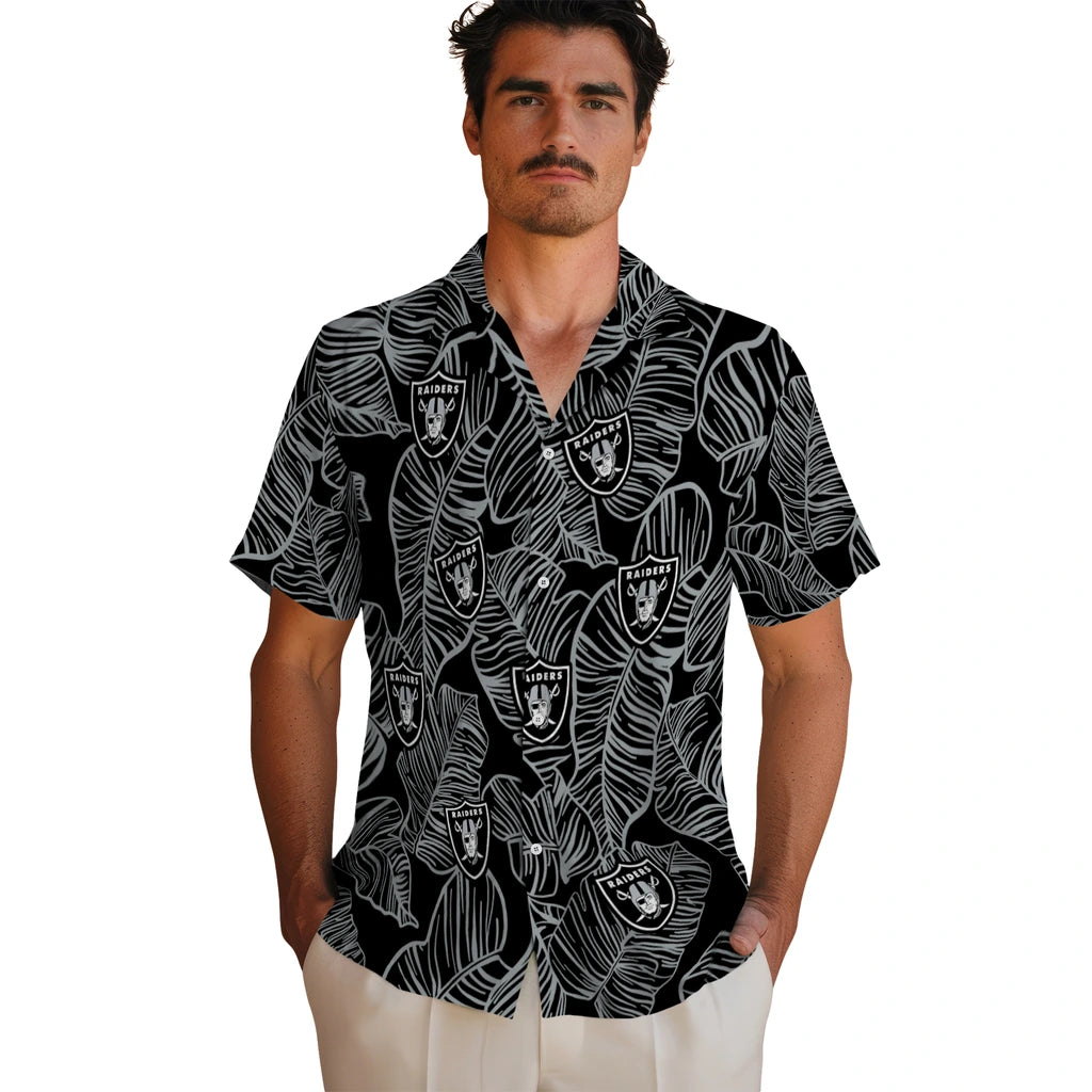 Las Vegas Raiders Hawaiian Shirt - Leaf Outline | Hula Hawaiian Shirts