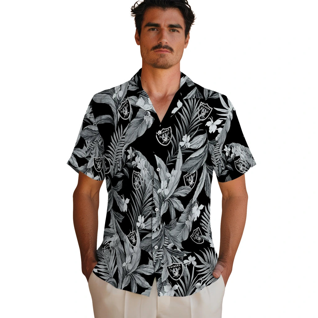 Las Vegas Raiders Hawaiian Shirt - Palm Leaves | Hula Hawaiian Shirts