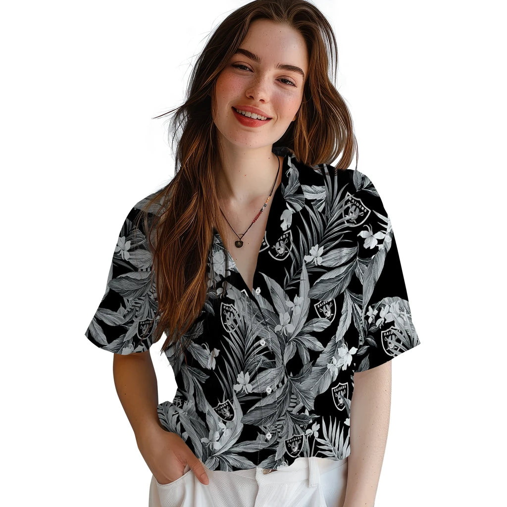 Las Vegas Raiders Hawaiian Shirt - Palm Leaves | Hula Hawaiian Shirts