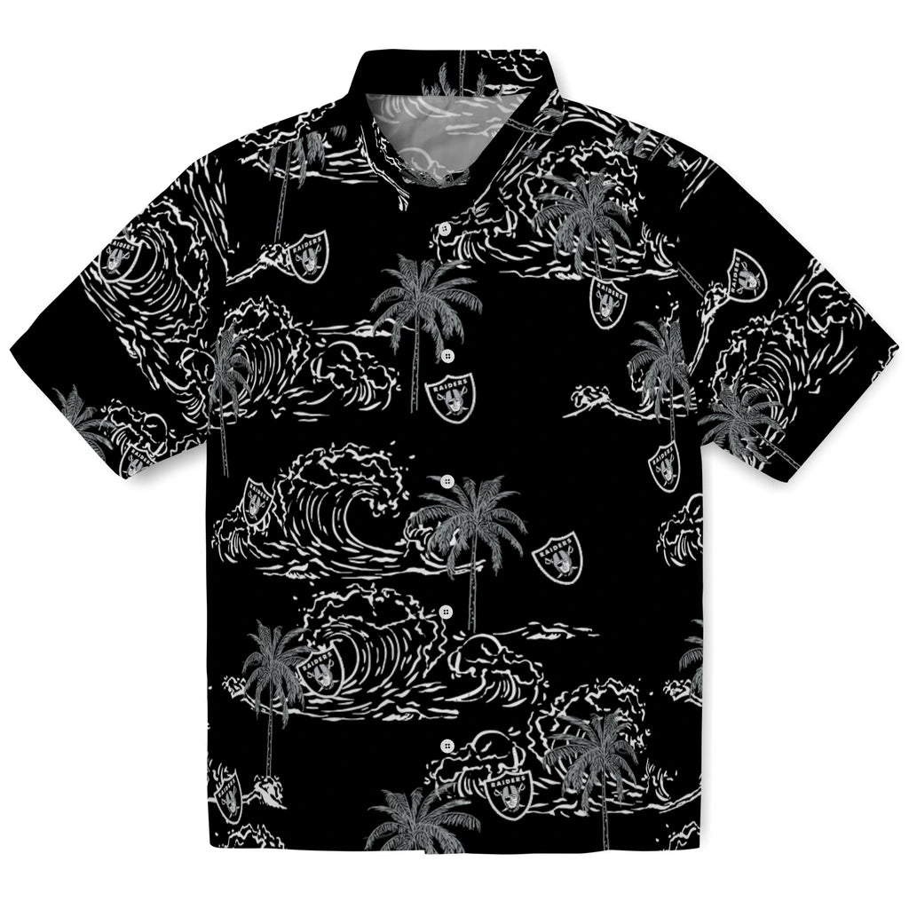 Las Vegas Raiders Hawaiian Shirt - Wave Palm | Hula Hawaiian Shirts