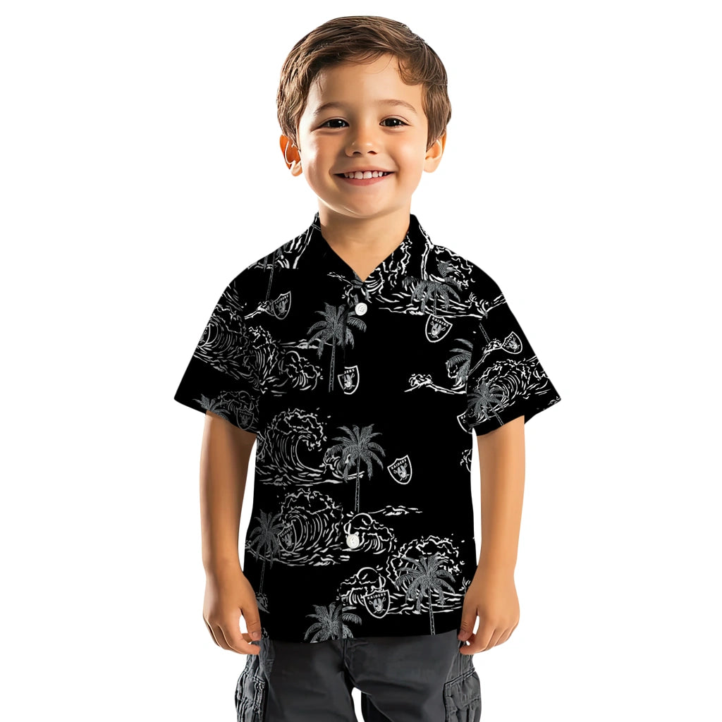 Las Vegas Raiders Hawaiian Shirt - Wave Palm | Hula Hawaiian Shirts